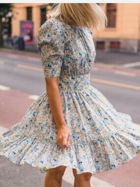 By TiMo Floral Blossom Cotton Poplin Shift Mini Dress Size Small